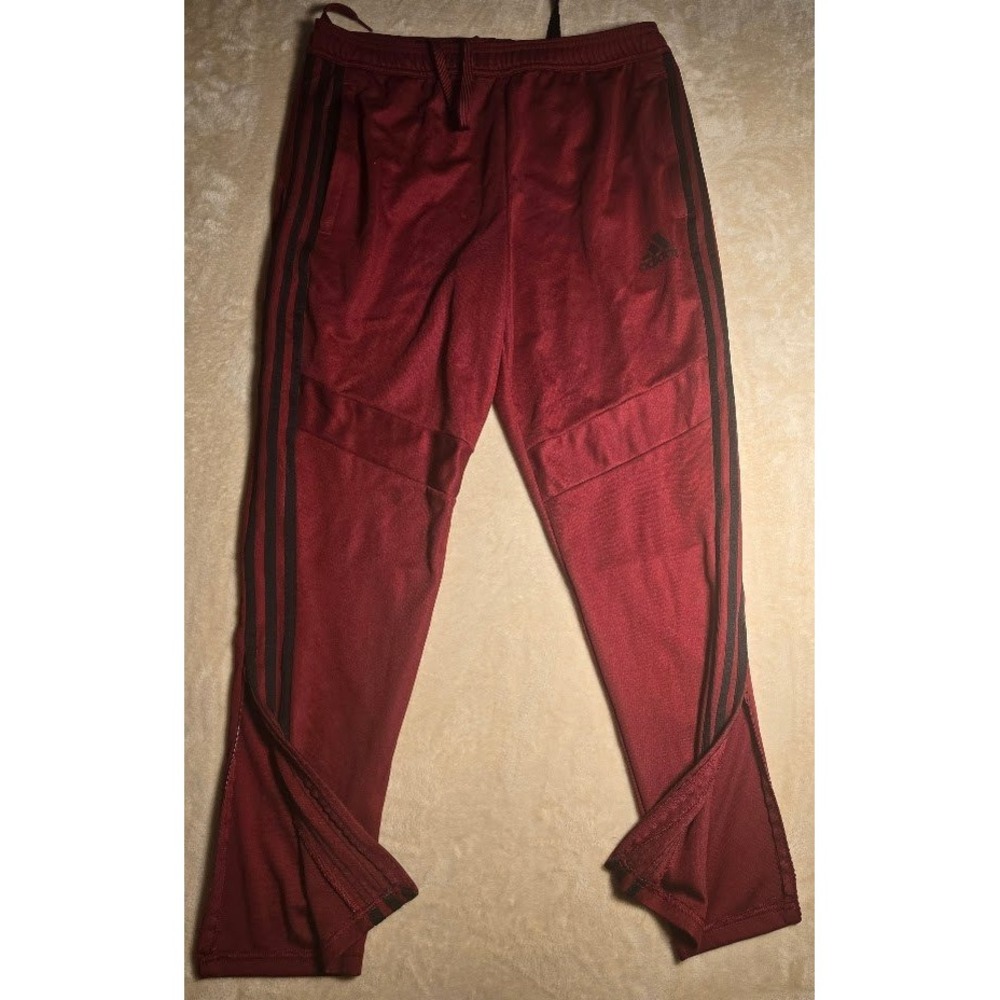 Adidas Climacool Soccer Training Pants Mens Maroon Burgundy Black Stripe Zippers